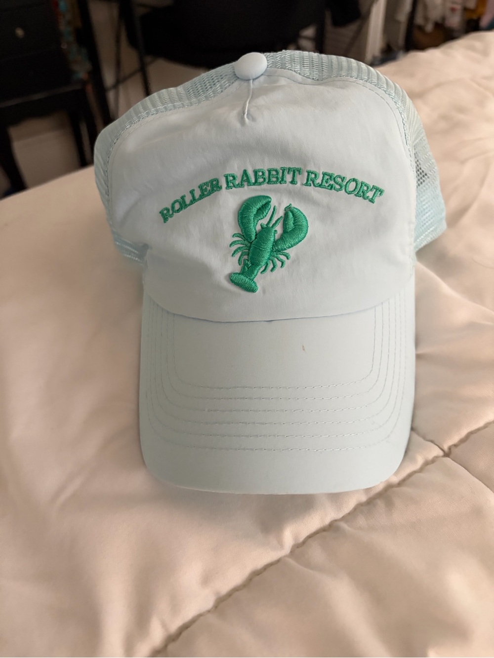 NWOT Roller Rabbit Resort for Target Embroidered Lobster Hat - Light Aqua.